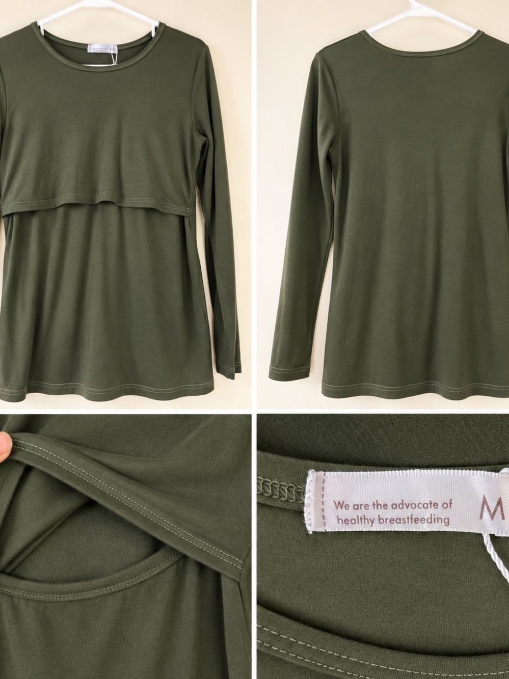 Maternity & Nursing Long Sleeve Top — Olive Green